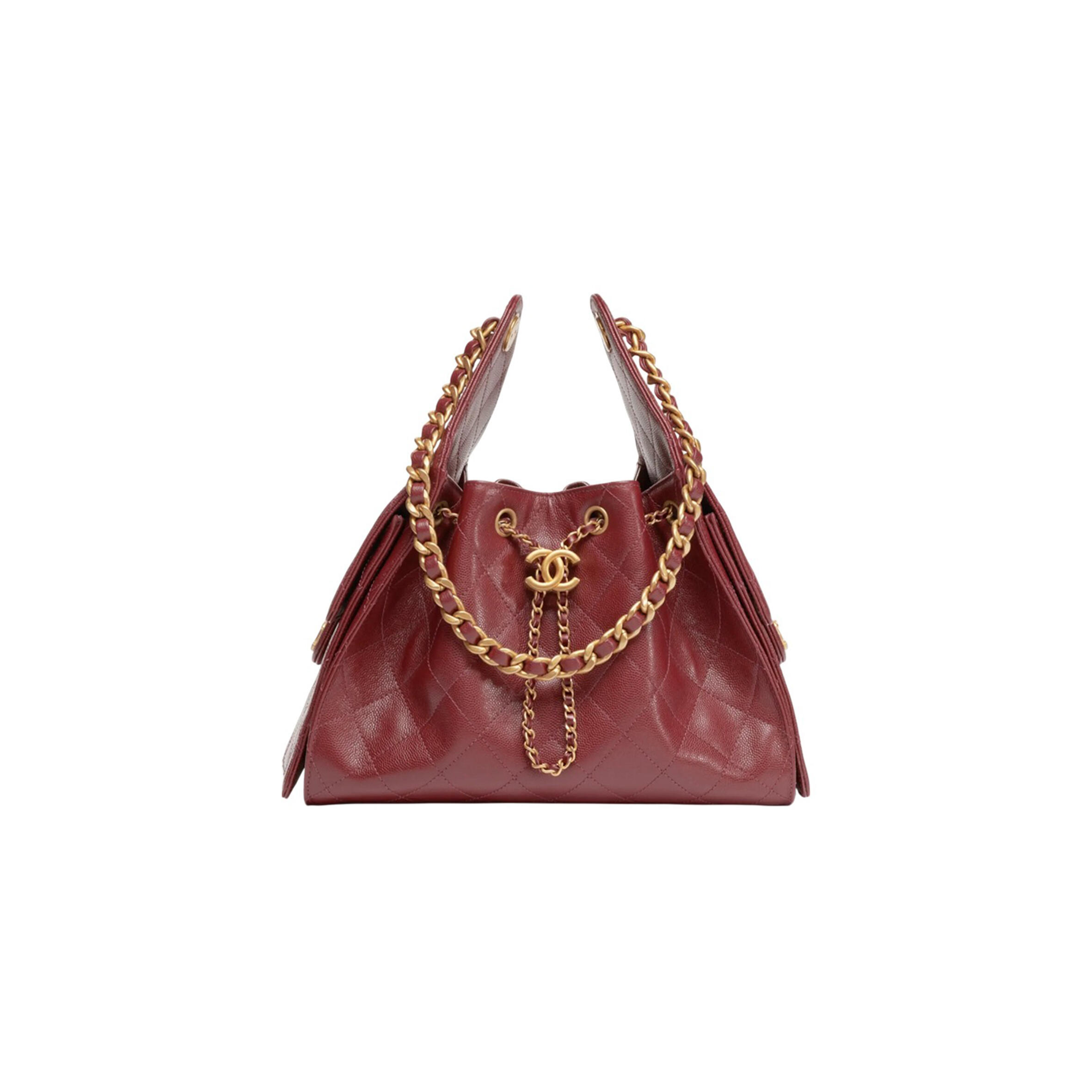 CHANEL 25 SMALL HANDBAG CAVIAR LEATHER BURGUNDY AS5293 (30*26*14cm)